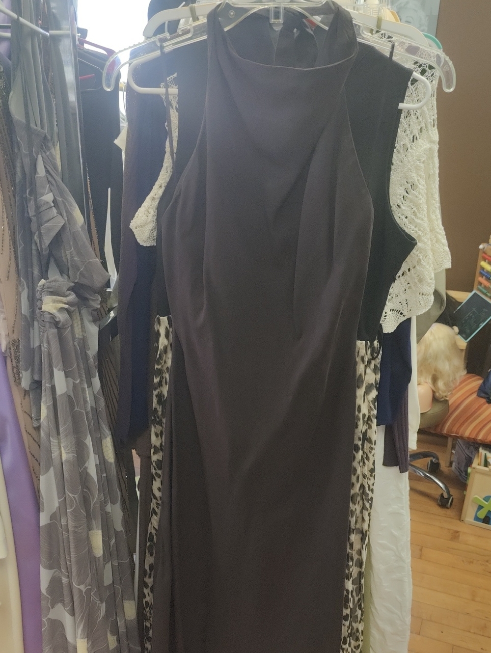 Zara Dark Chocolate Sleeveless High-Neck Maxi Dress
